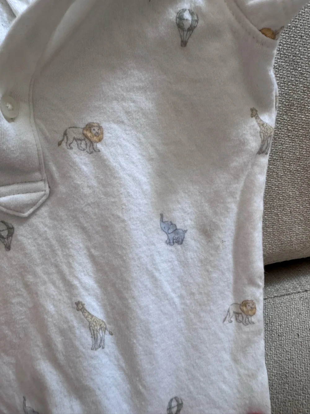 Janie and Jack White Cotton romper with Tiny Animal Prints